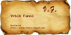 Vrbik Fanni névjegykártya